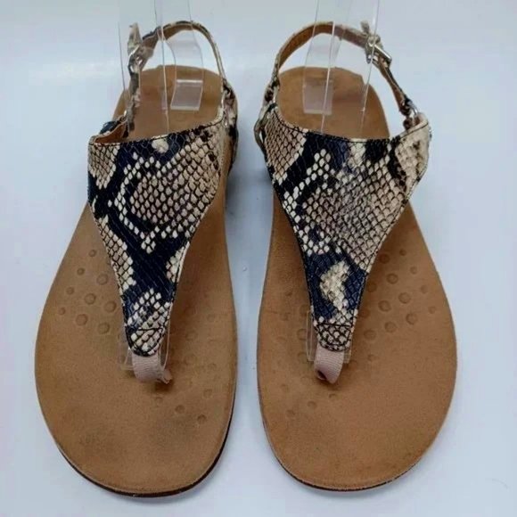 Vionic Kirra Sandals Animal Print T Strap Comfort Shoes Women's Size 6 - Picture 1 of 3